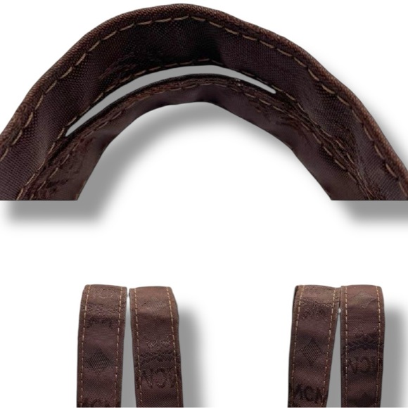 MCM Vintage Drawstring Handbag Brown Nylon Leather Trim Germany - Picture 9 of 13